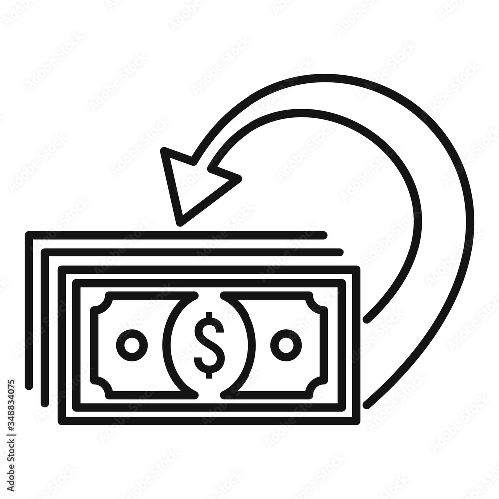 Shop money cash back icon. Outline shop money cash back vector icon for web design isolated on white background Shop money cash back icon. Outline shop money cash back vector icon for web design isolated on white background