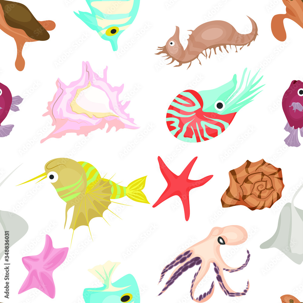 seamless pattern on a marine theme, with marine life seamless pattern on a marine theme, with marine life