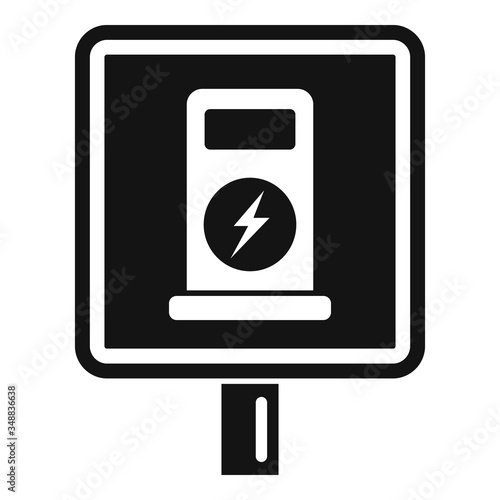 Road sign charging station icon. Simple illustration of road sign charging station vector icon for web design isolated on white background