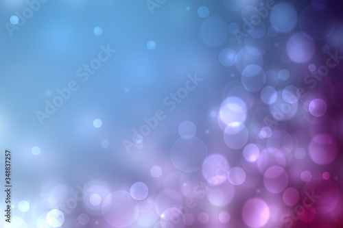 Abstract underwater illustration. Nice abstract gradient blue pink bokeh background with circles from unterwater bubbles. Beautiful blue texture. photo