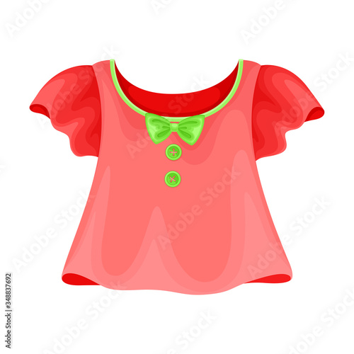 Sweatshirt or Blouse with Short Sleeve for Girls Vector Illustration