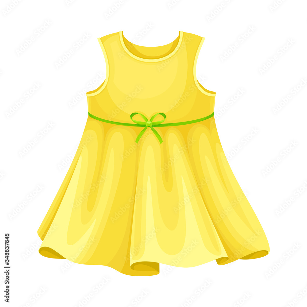 Obraz premium Seasonal Sleeveless Dress with Pleats and Bow for Girls Vector Illustration