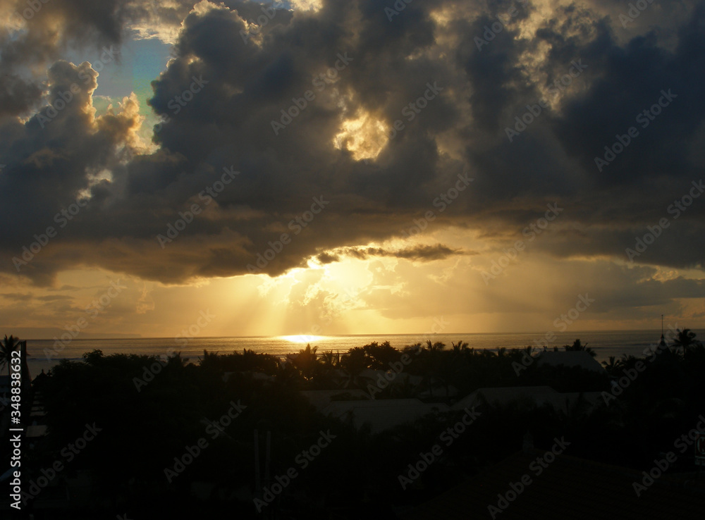 Sunrise on the sea coast top view of the sky dark cloud Sunrise on the sea coast top view of the sky dark cloud