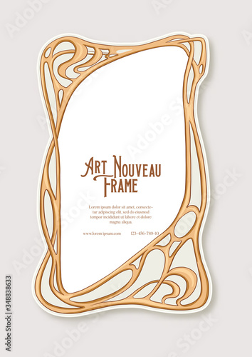 Label, decorative frame, border. Tamplate good for product label with place for text Colored vector illustration in art nouveau style, vintage, old, retro style.