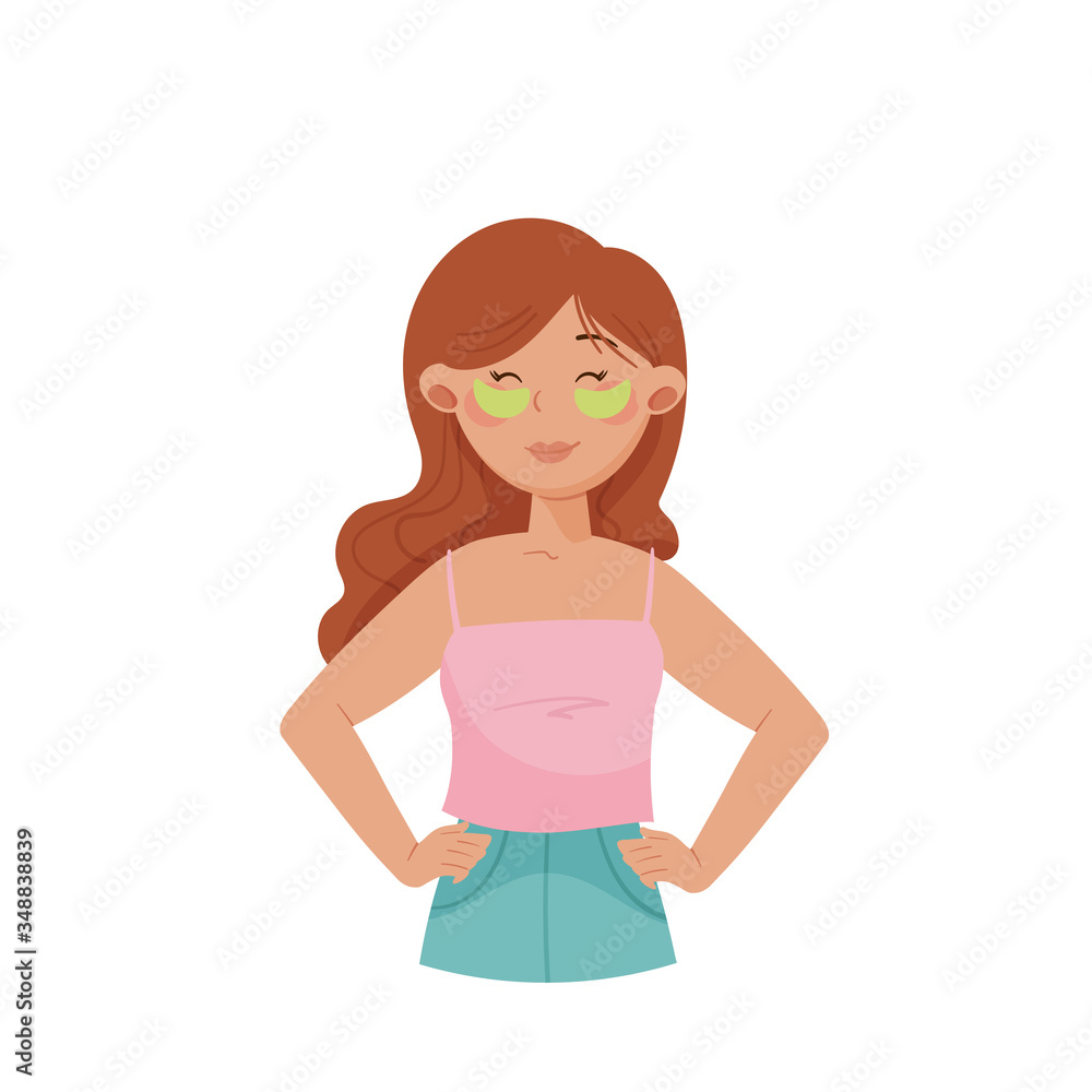 Young Girl Applying Cosmetic Facial Mask Vector Illustration Young Girl Applying Cosmetic Facial Mask Vector Illustration
