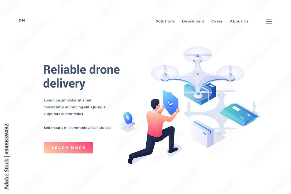 Vector banner for reliable drone delivery service Vector banner for reliable drone delivery service