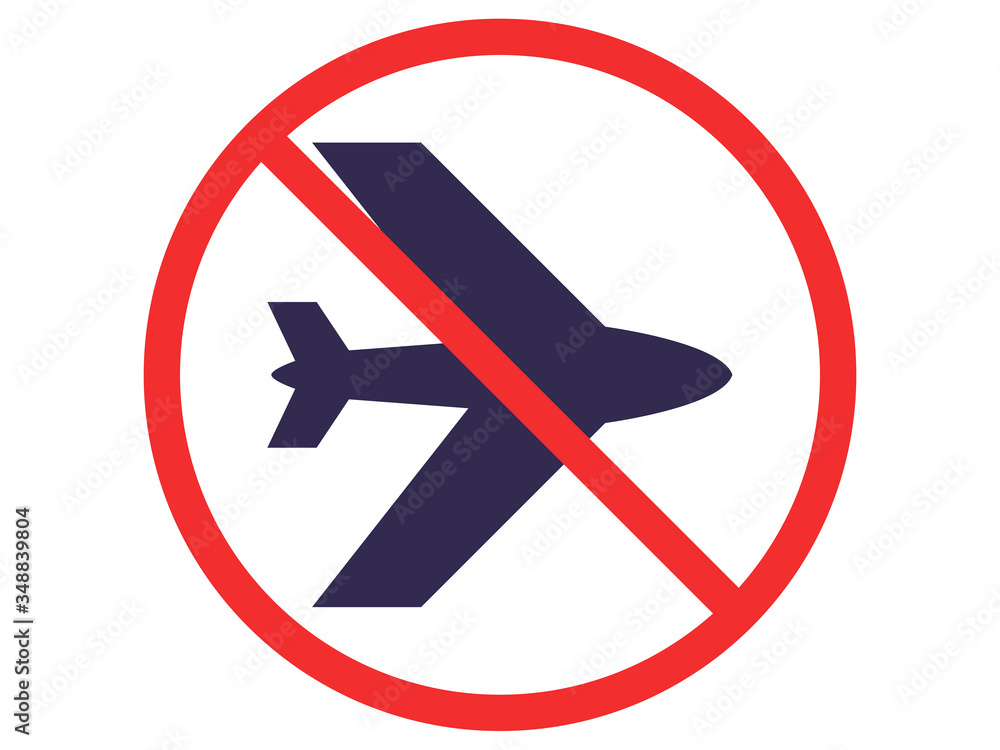 red no sign with airplane isolated on white red no sign with airplane isolated on white