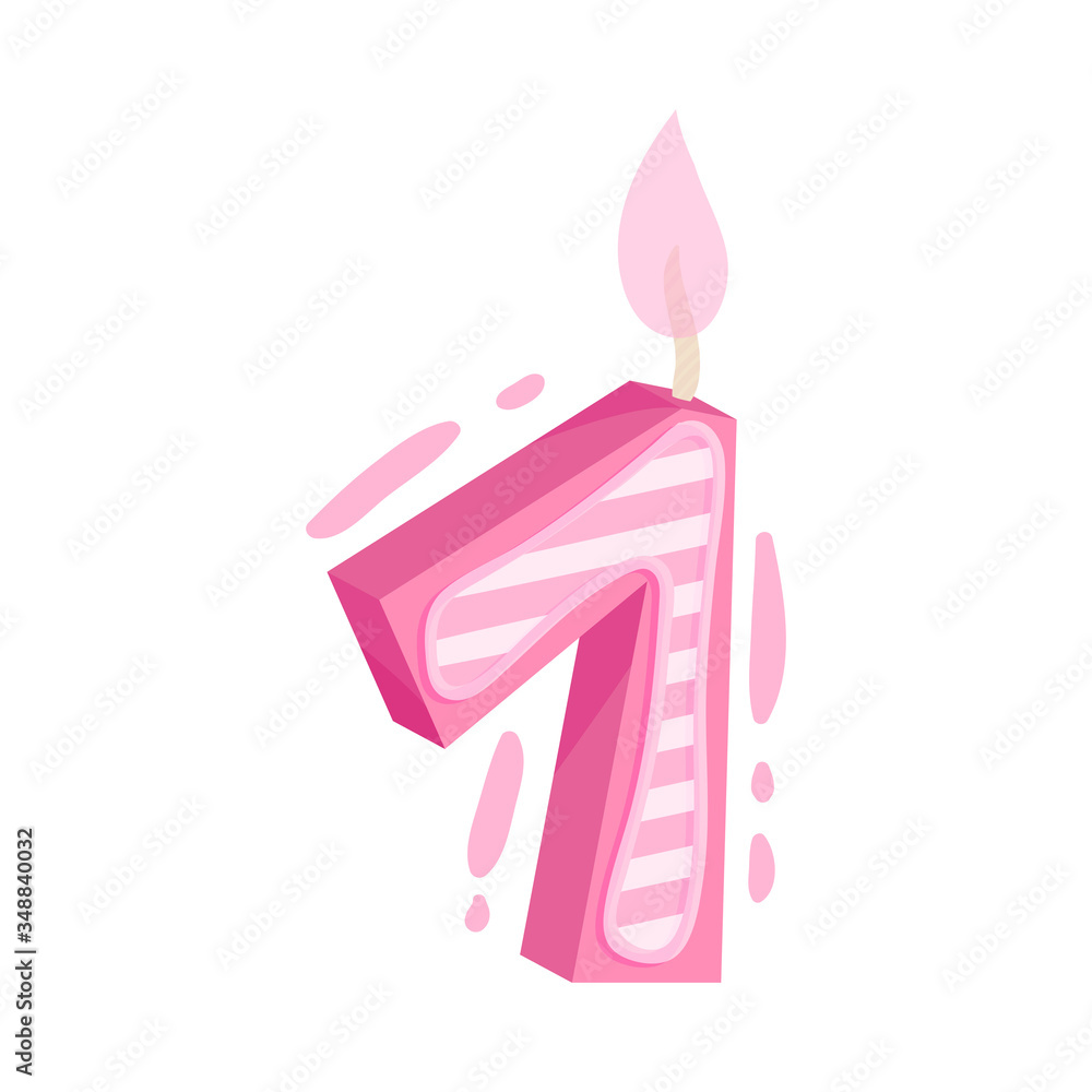 Birthday Number Candle as Festive Cake Decoration Element Vector Illustration Birthday Number Candle as Festive Cake Decoration Element Vector Illustration