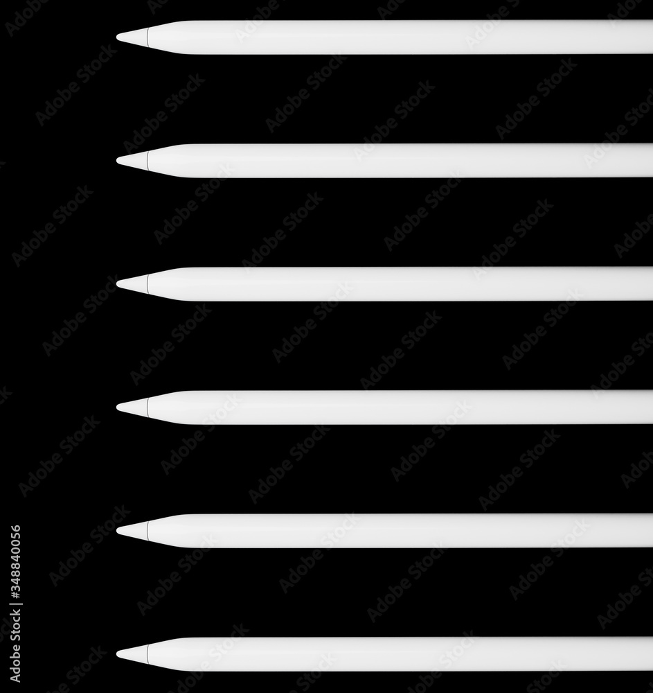 Digital stylus isolated on black background. Stylus pen for touchscreen tablet Digital stylus isolated on black background. Stylus pen for touchscreen tablet