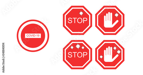 coronavirus red no signs isolated on white