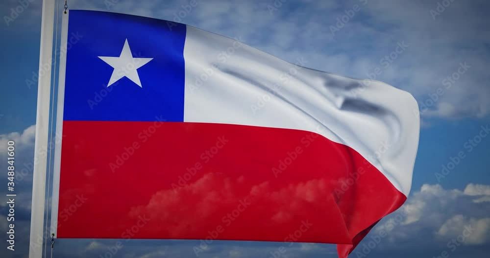 Chile sunny flag waving dramatic video - video animation Chile sunny flag waving dramatic video - video animation