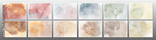 Set of mixed earth tone watercolor background