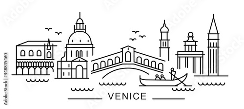 city of Venice in outline style on white 