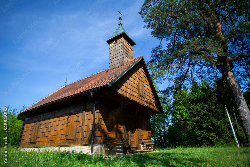Authentic Turopolje wooden chapel in Cvetkovic brdo