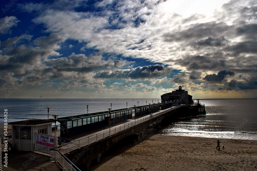 Bournemouth pier and beach in Dorset England United Kingdom