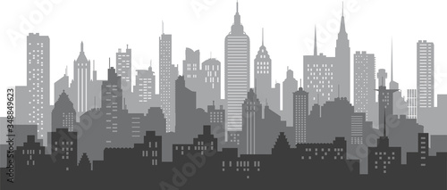 Modern City Skyline on white background. Real estate business concept