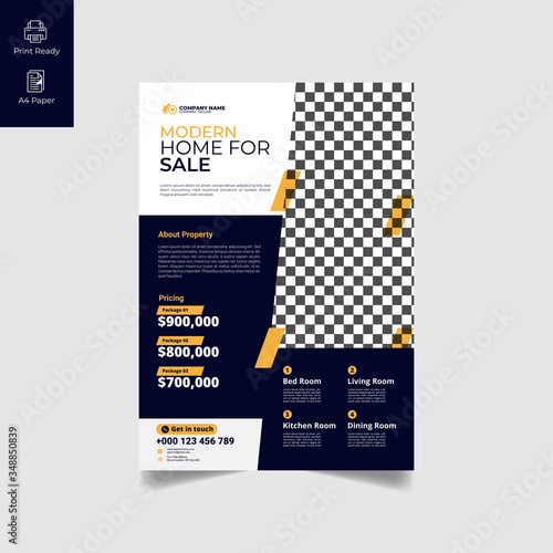 Elegant Real Estate Flyer Home for Sale for Modern Home Interior Design Editable Vector Template