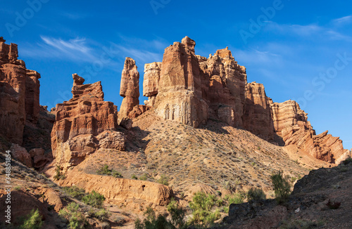 Bizarre rocks in the Castles Valley in the Charyn Canyon in Kazakhstan.