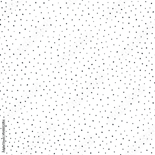 Background polka dot. Seamless pattern. Random dots, snowflakes, circles. Design for fabric, wallpaper. Irregular chaotic abstract texture with messy dots tiled. Repeating pattern with chaotic dots