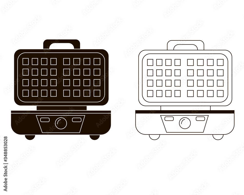 Waffle-iron vector flat illustration. Set of two options. Icon on a white background. Waffle-iron vector flat illustration. Set of two options. Icon on a white background.