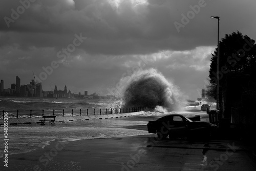 Storm Ciara in New Brighton, UK