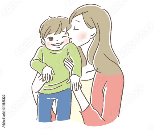 子供と母親 キス
