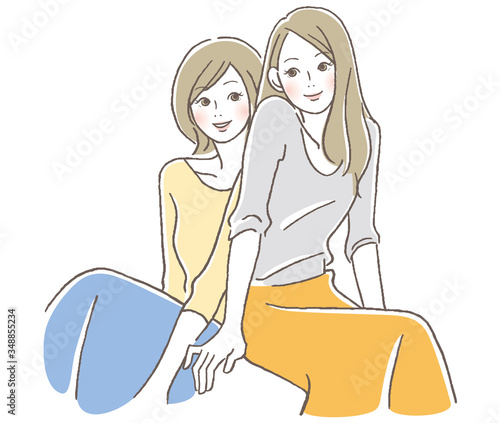 笑顔の女性　二人