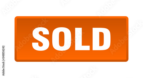 sold button. sold square orange push button