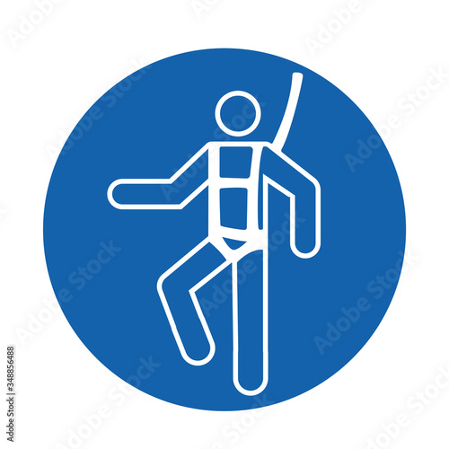 Symbol Wear Safety Harness Sign, Vector Illustration