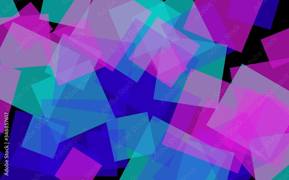Fototapeta premium Multicolored translucent squares on dark background. 3D illustration
