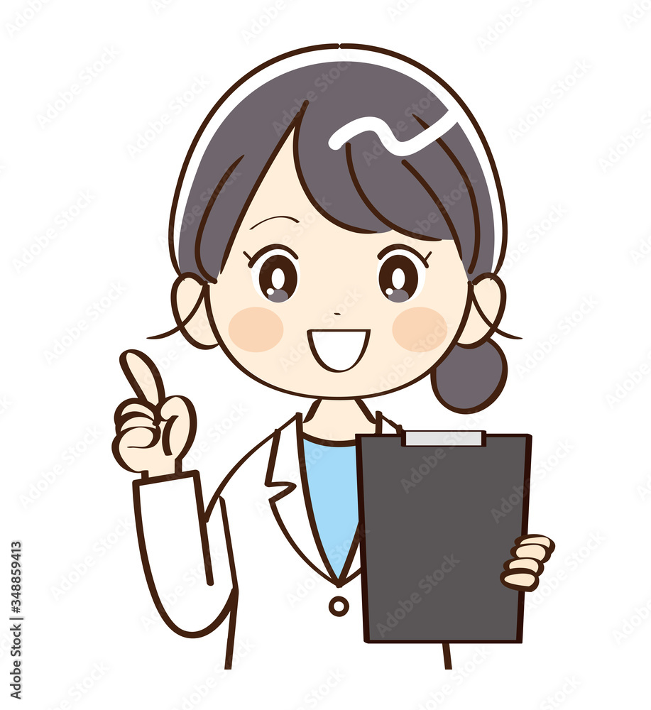 女性、医者、説明 女性、医者、説明