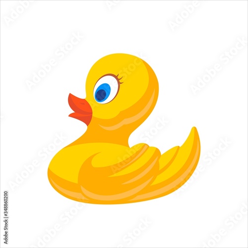 Toy For the bathroom. Yellow duck on a white background.