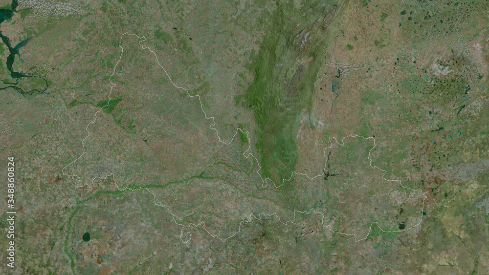 Orenburg, Russia - outlined. Satellite