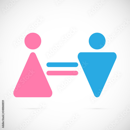 Sign of male and female equality with gender triangles, vector art illustration.