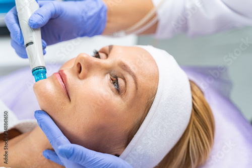 Relaxed woman lying in a beauty salon