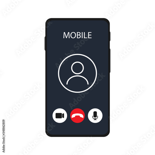 Call template screen video chat in flat style. Isolated vector