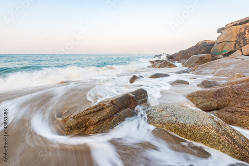 Waves on the summer beach in Dalugang, Xiyong, Shenzhen photo