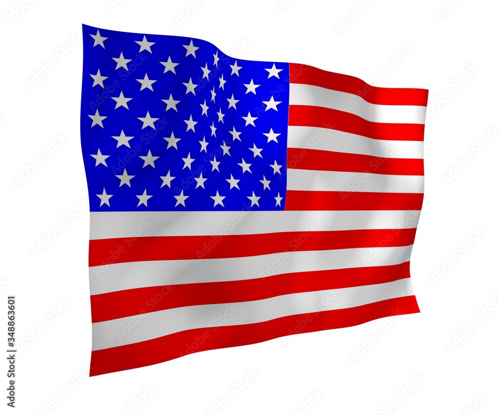 Obraz premium Waving flag of the United States of America. Stars and Stripes. State symbol of the USA. 3D illustration