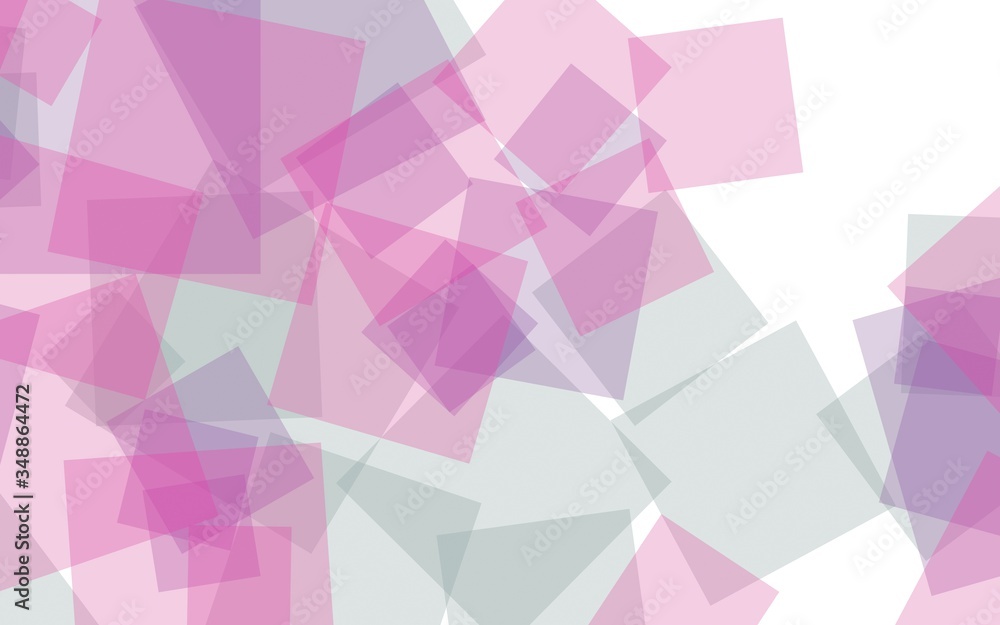 Fototapeta premium Multicolored translucent squares on white background. Red tones. 3D illustration