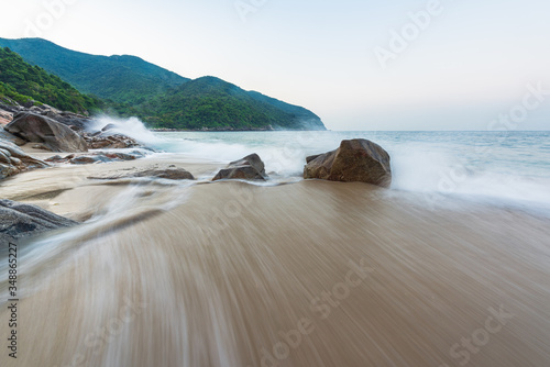 Waves on the summer beach in Dalugang, Xiyong, Shenzhen photo