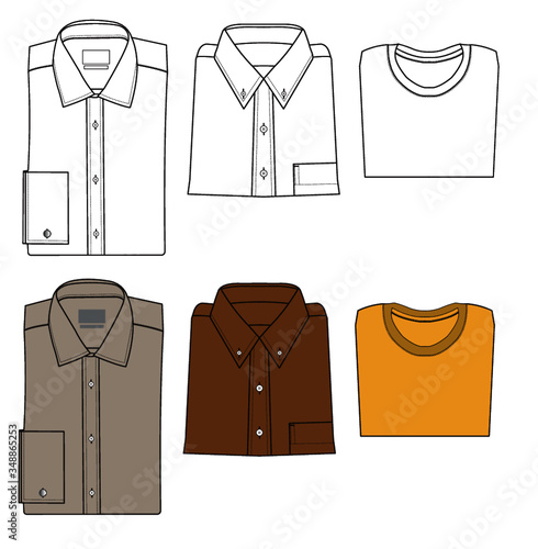 set of shirts vector illustration, technical flat template