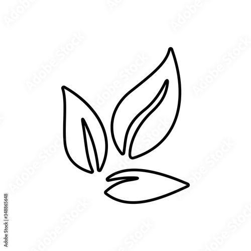 Green tea leaves. Flat style icon design.