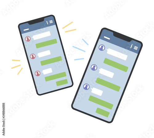 スマホ2台のイラスト（LINEの画面）