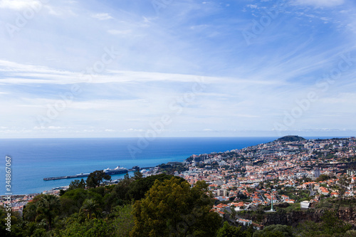 Distant view at town Funchal on Madeira island, Portugal