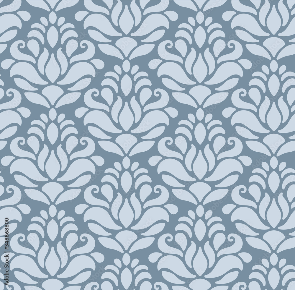 Blue pattern in the Baroque style. Suitable for curtains, wallpaper, fabric, tile, wrapping paper. Blue pattern in the Baroque style. Suitable for curtains, wallpaper, fabric, tile, wrapping paper.