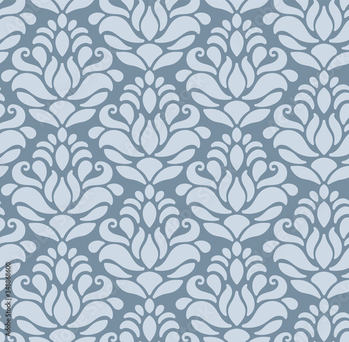 Blue pattern in the Baroque style. Suitable for curtains, wallpaper, fabric, tile, wrapping paper.