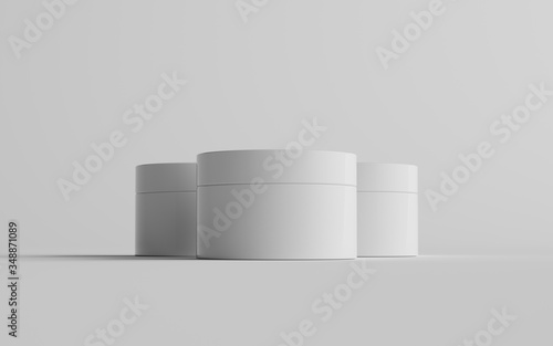 White Plastic Cosmetic Jar Mockup - Three Jars. 3D Illustration photo