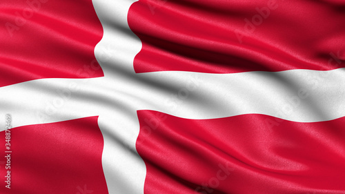 3D illustration of the flag of Denmark waving in the wind.