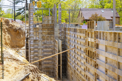 Slika na platnu Formwork concrete strip foundation for a cottage for the house