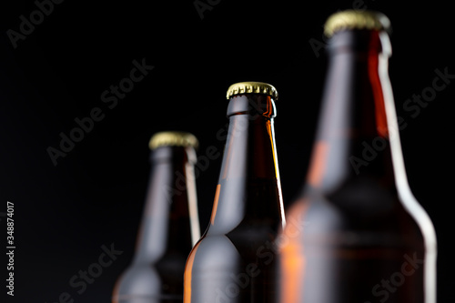 Detail of beer bottles